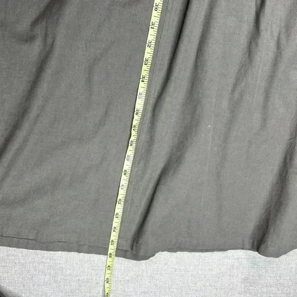 The Shanty Corporation Midi Dress Olive Green Cotton Flax Cottage - Picture 4 of 11